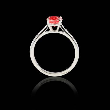 Ruby Engagement Ring Diamond Paving White Gold Angela 