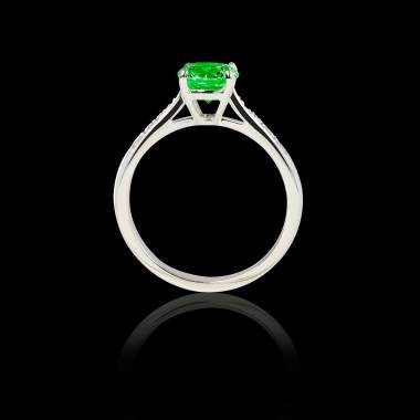 Emerald Engagement Ring  Diamond Paving  White Gold  Angela