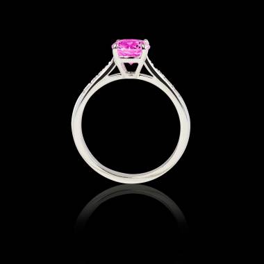 Pink Sapphire Engagement Ring Diamond Paving White Gold Angela