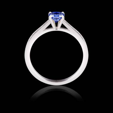 Blue Sapphire Engagement Ring Diamond Paving White Gold Elodie 