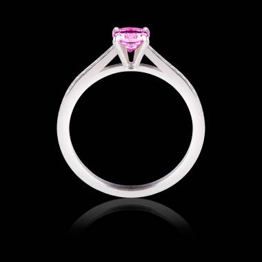 Pink Sapphire Engagement Ring Diamond Paving White Gold Elodie