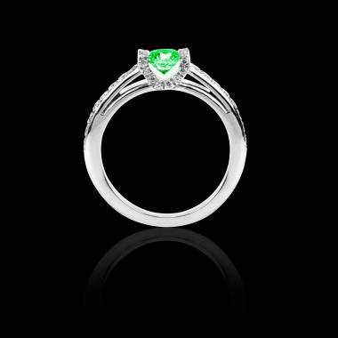 Emerald engagement ring diamond paving white gold Hera