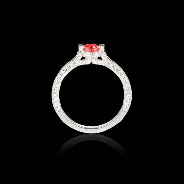 Ruby engagement ring diamond paving white gold Hera