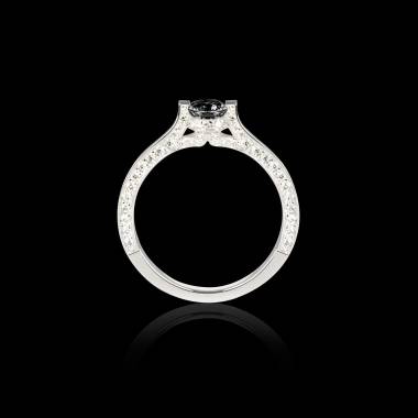 Black diamond engagement ring diamond paving white gold Hera