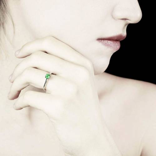 Emerald Engagement Ring White Gold Anja