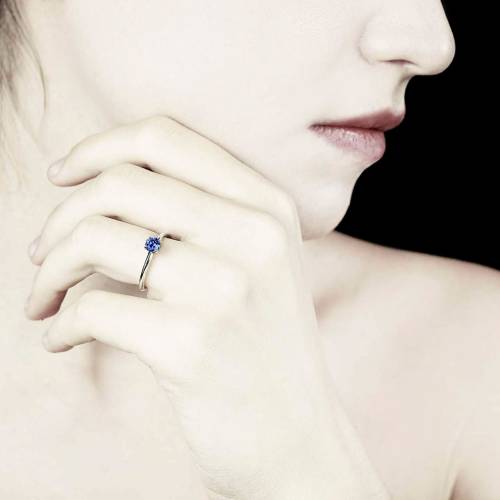 Blue Sapphire Engagement Ring White Gold  Anja