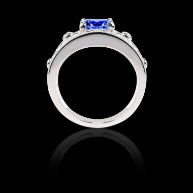 Blue Sapphire Engagement Ring White Gold Regina Suprema