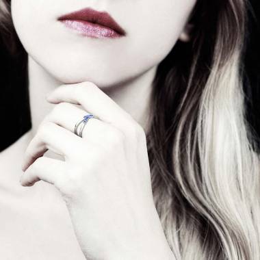 Blue Sapphire Engagement Ring White Gold Tifène