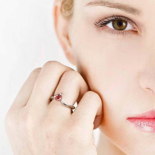 Ruby Engagement Ring White Gold Serpentine