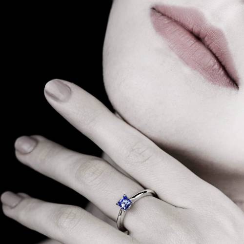 Blue sapphire engagement ring white gold My Love