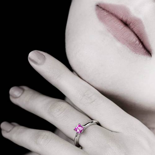 Pink Sapphire Engagement Ring White Gold My Love