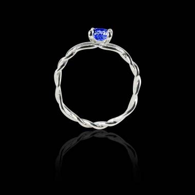 Blue Sapphire Engagement Ring White Gold Entrelassée