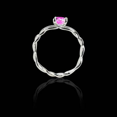 Pink Sapphire Engagement Ring White Gold Entrelassée