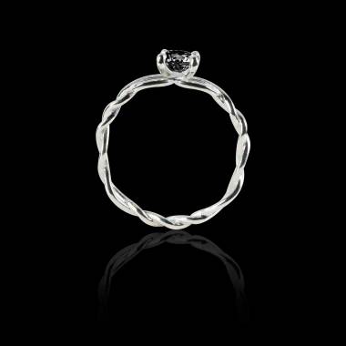 Black Diamond Engagement Ring White Gold Entrelassée