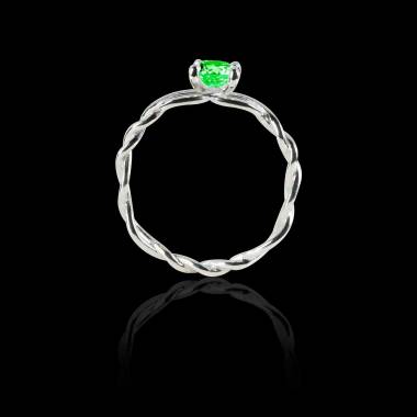 Emerald Engagement Ring White Gold  Entrelassée