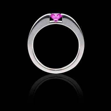 Pink sapphire engagement ring white gold Pyramide