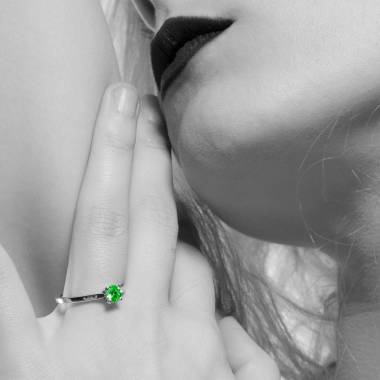 Emerald Round Engagement Ring White Gold Vanessa Solo 