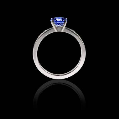 Blue Sapphire Engagement Ring Diamond Paving White Gold  Judith 