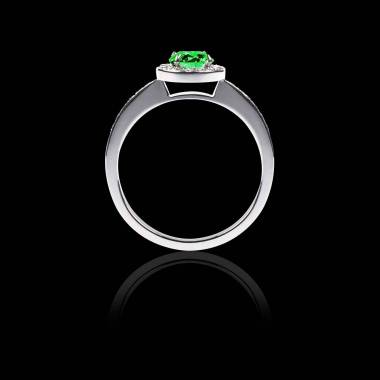 Emerald Engagement Ring Diamond Paving White Gold Rekha