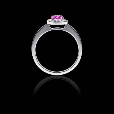 Pink Sapphire Engagement Ring Diamond Paving White Gold Rekha