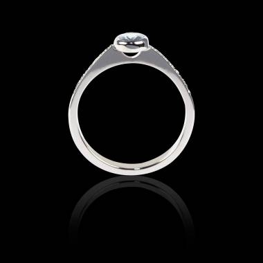Diamond Engagement Ring Diamond Paving White Gold Oval Moon  