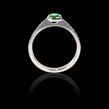 Emerald Engagement Ring Diamond Paving White Gold Ovale Moon