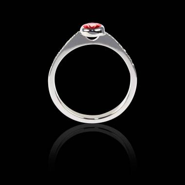Ruby Engagement Ring Diamond Paving White Gold Ovale Moon