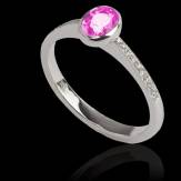 Pink Sapphire Engagement Ring Diamond Paving White Gold Ovale Moon