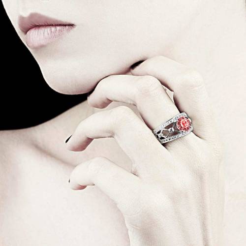 Ruby Engagement Ring White Gold Rond Regina Suprema 