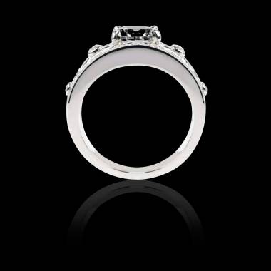 Black Diamond Engagement Ring White Gold Regina Suprema