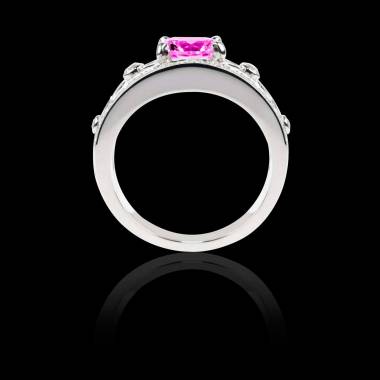 Pink Sapphire Engagement Ring White Gold Round Regina Suprema