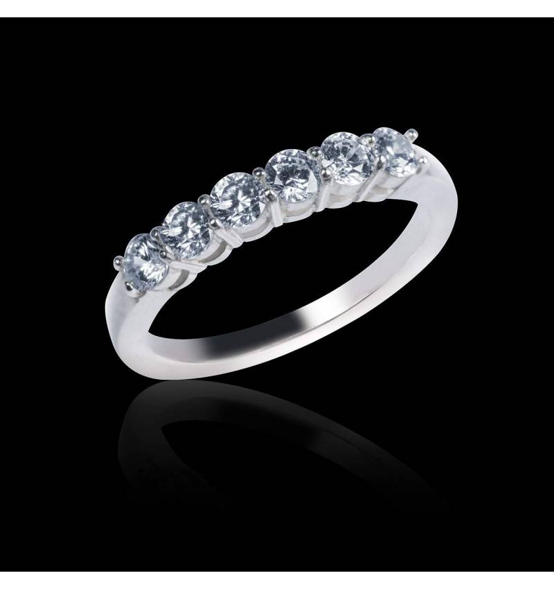 White Gold Wedding Band Diamond Paving Cassiopa