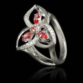 Ruby Engagement Ring Diamond Paving White Gold Estelle