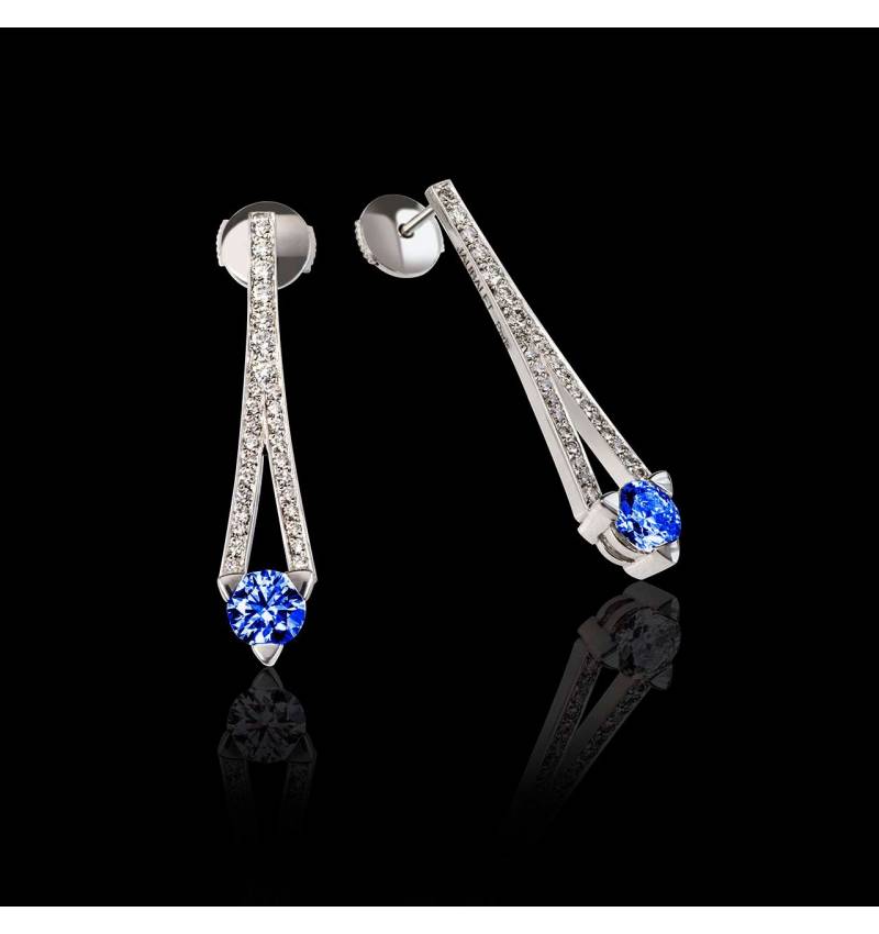 Boucles d'oreilles saphir bleu Plena Luna