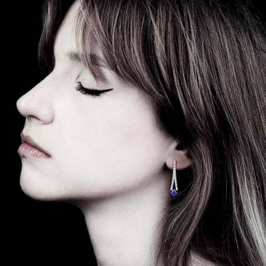 Boucles d'oreilles saphir bleu Plena Luna