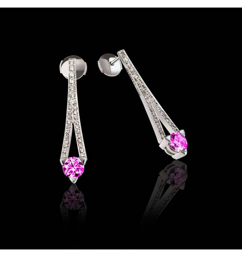 Boucles d'oreilles saphir rose Plena Luna