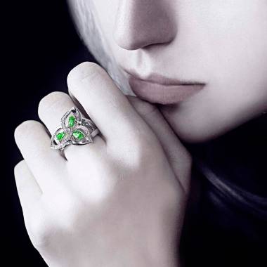  Emerald Engagement Ring Diamond Paving White Gold Estelle