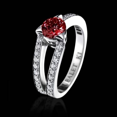 Ruby engagement ring diamond paving white gold Plena Luna