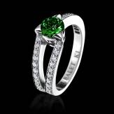 Emerald Engagement Ring White Gold Round Plena Luna