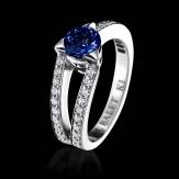 Blue Sapphire Engagement Ring Diamond Paving White Gold Plena Luna