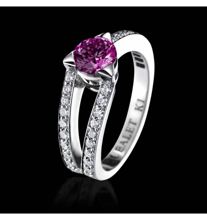 Pink Sapphire Engagement Ring White Gold Plena Luna