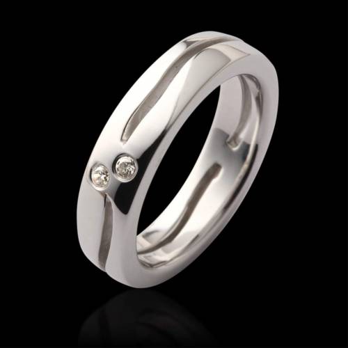 Etoiles Filantes Diamond Wedding Band Platinium