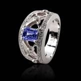 Blue Sapphire Engagement Ring White Gold Regina Suprema