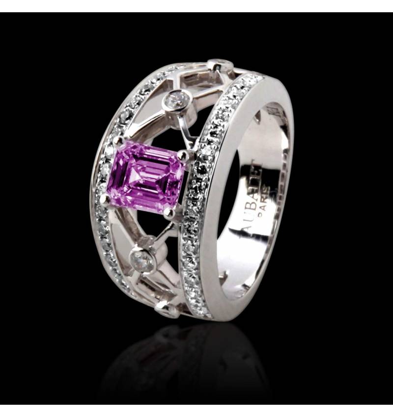 Pink Sapphire Engagement Ring White Gold Regina Suprema