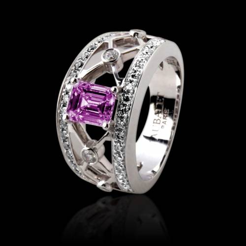 Pink Sapphire Engagement Ring White Gold Regina Suprema