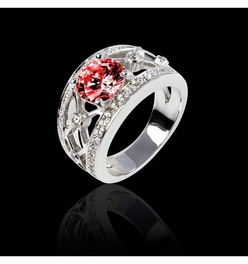 Ruby Engagement Ring White Gold Rond Regina Suprema 