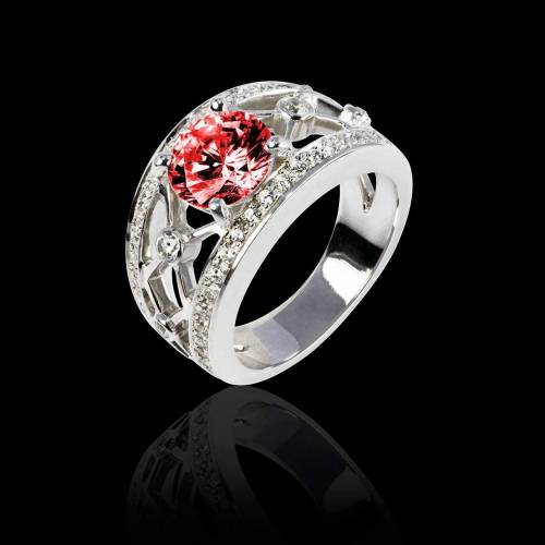 Ruby Engagement Ring White Gold Rond Regina Suprema 