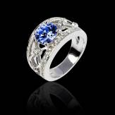 Blue Sapphire Engagement Ring White Gold Round Regina Suprema