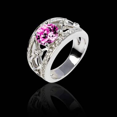 Pink Sapphire Engagement Ring White Gold Round Regina Suprema