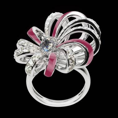 Diamond Engagement Ring White Gold Dahlia en laque